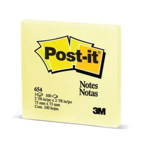 NOTA ADHESIVA NOTA POST 3X3 654-1 AMARILLO ATADO DE 6 PZAS.