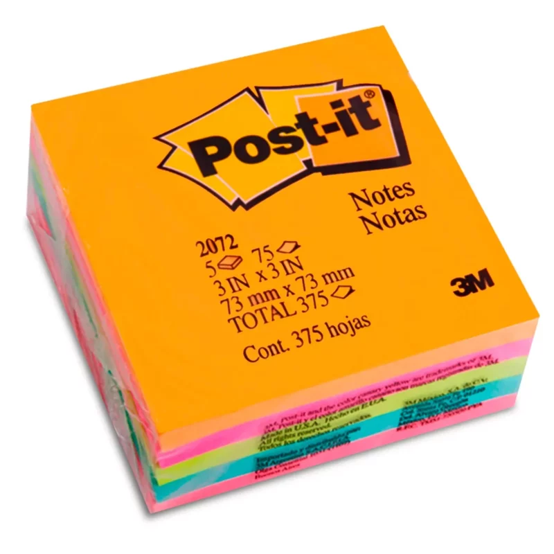 NOTA ADHESIVA NOTA POST 3X3 2072 NEON
