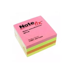 NOTA ADHESIVA NOTEFIX 3X3 400H NEON NF4N ATADO DE 2 PZAS.