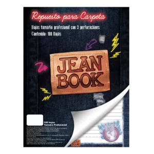 HOJA PARA CARPETA CARTA C/100 JEAN BOOK RAYA ATADO DE 2 PZAS.