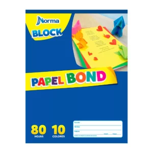 BLOCK PAPEL BOND COLORES CARTA 80HJS ATADO DE 2 PZAS.