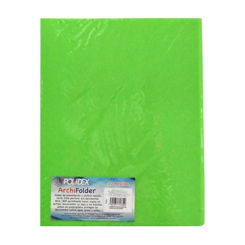 CARPETA DE ARCHIVO CARTA 20BOL TCI20 VERDE ATADO DE 2 PZAS.