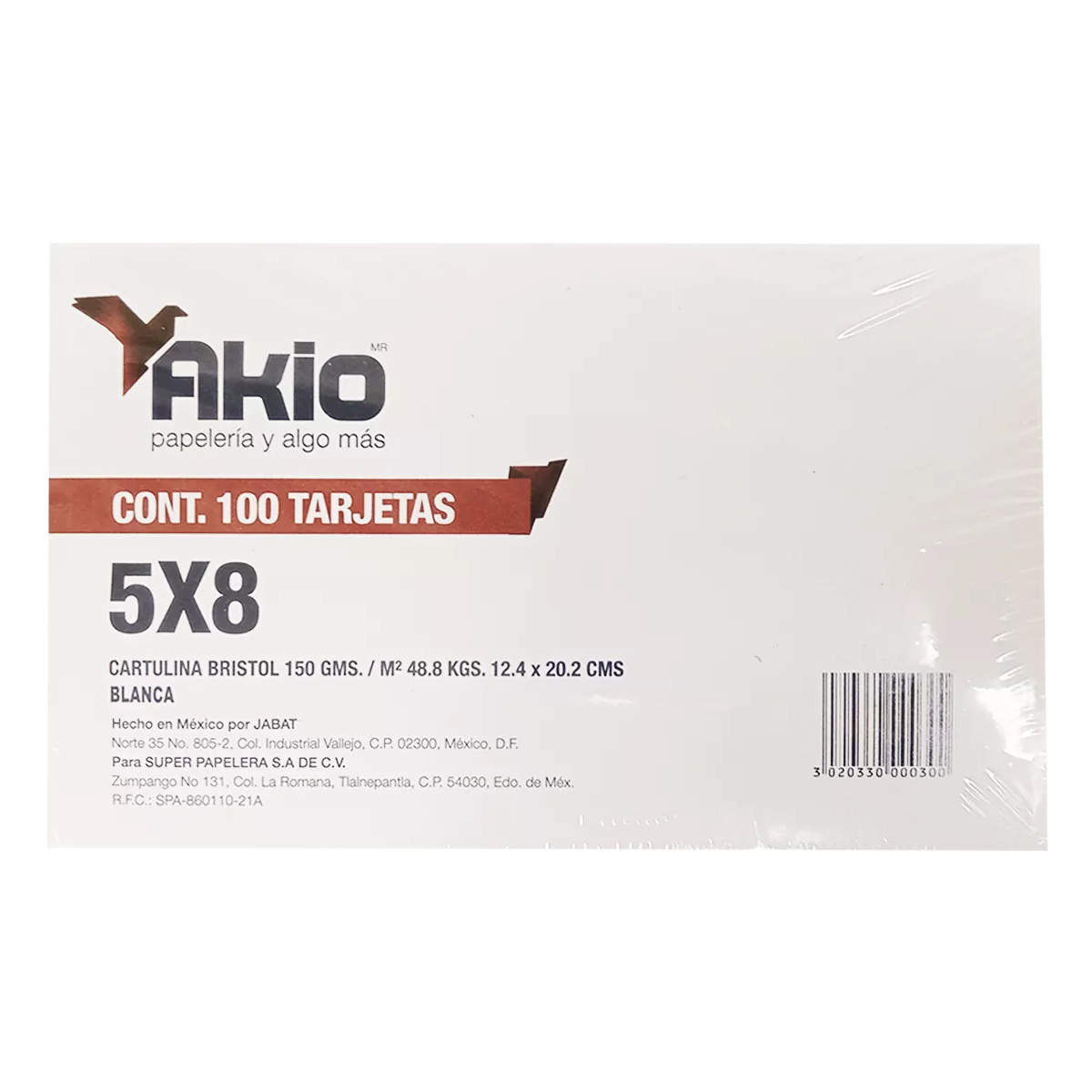 TARJETA 5X8 BLANCA C/100 ATADO DE 5 PZAS.