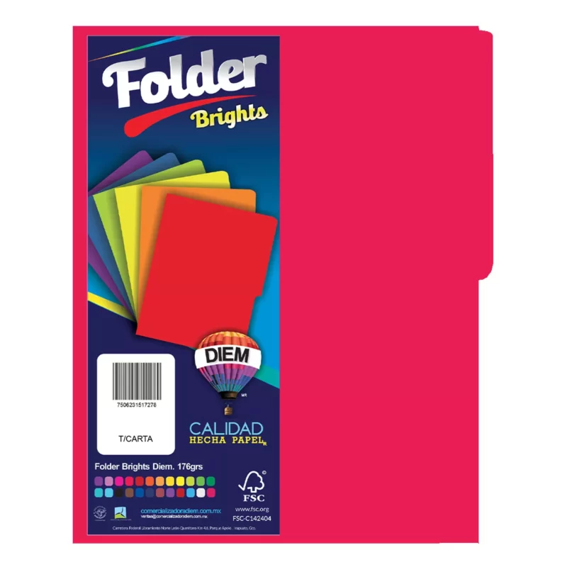 FOLDER CARTA 176GRS C/25 FF04 ROJO ELECTRICO