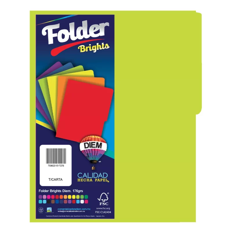 FOLDER CARTA 176GRS C/25 FF11 VERDE ELECTRICO