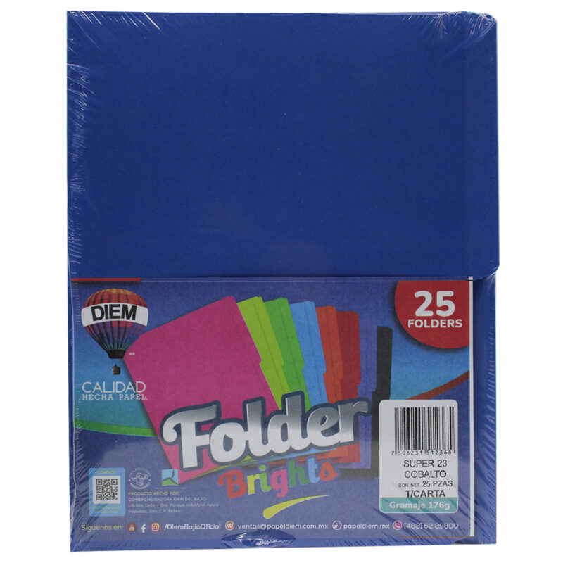 FOLDER CARTA 176GRS C/25 FF23 SUPER COBALTO.
