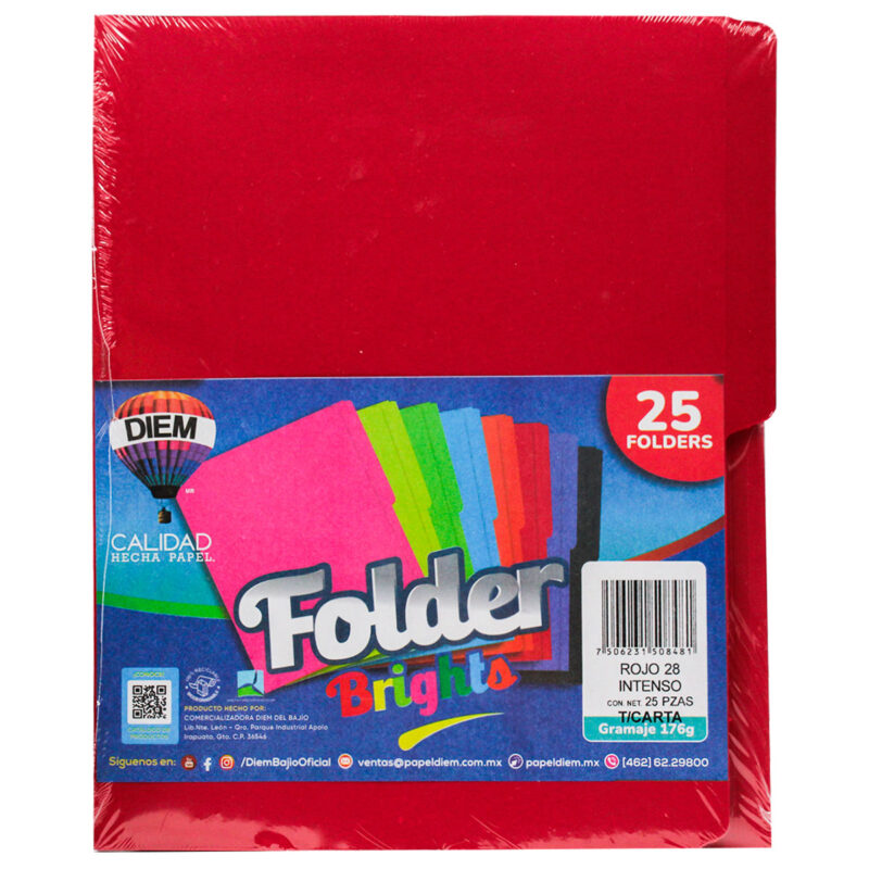 FOLDER CARTA 176GRS C/25 FF28 ROJO INTENSO
