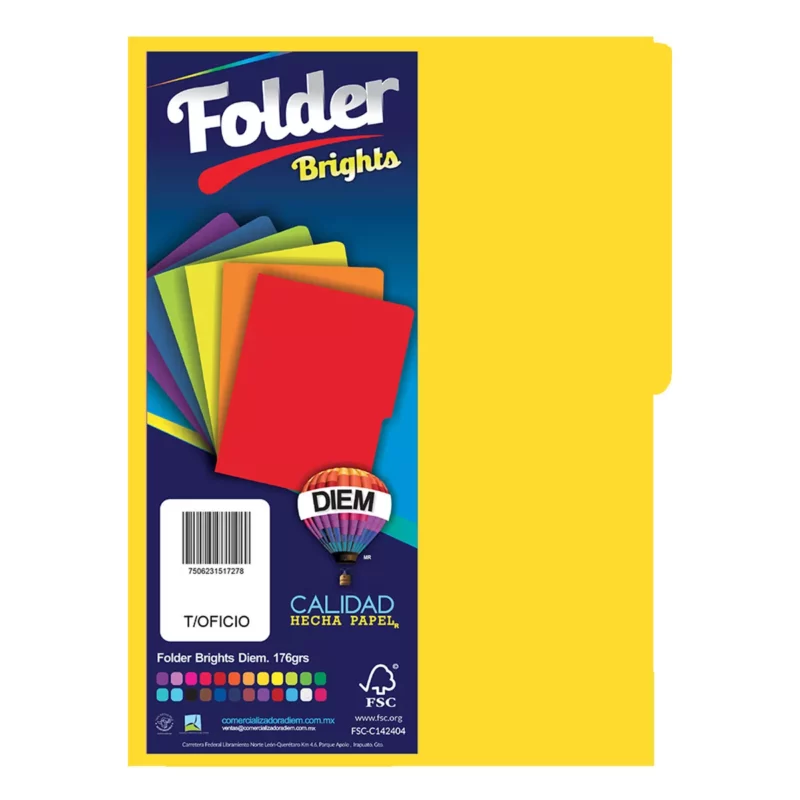 FOLDER OFICIO 176GRS C/25 FFTO09 CANARIO.
