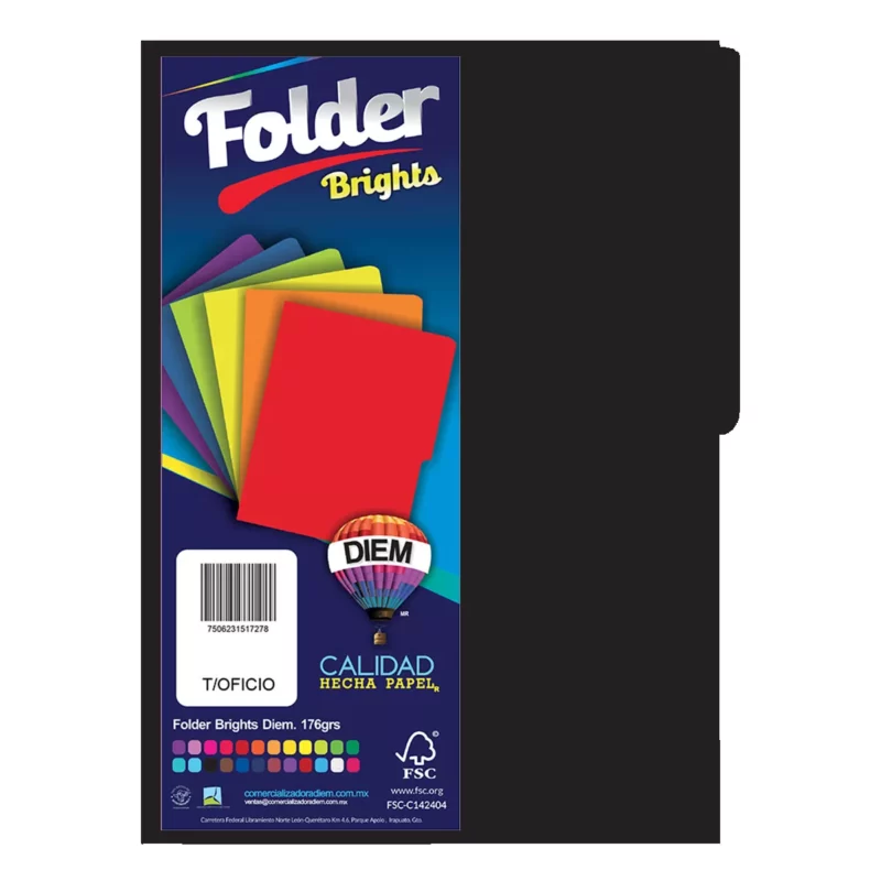 FOLDER OFICIO 176GRS C/25 FFTO18 NEGRO
