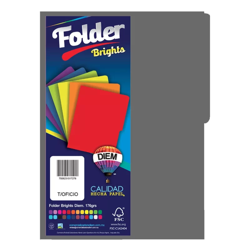 FOLDER OFICIO 176GRS C/25 FPTO12 PASTEL GRIS INTENSO