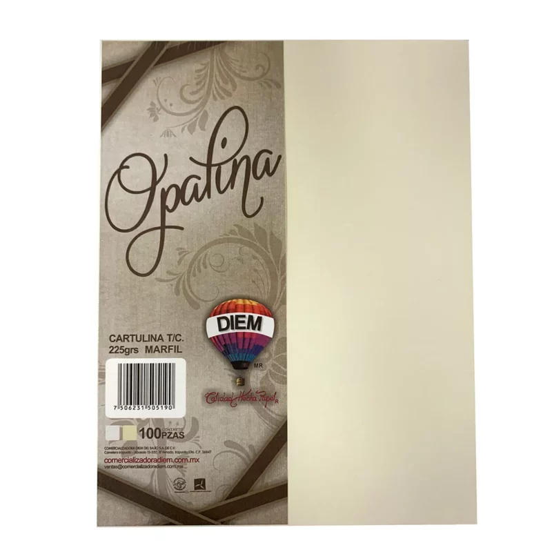 CARTULINA CARTA OPALINA MARFIL 225GRS C/100