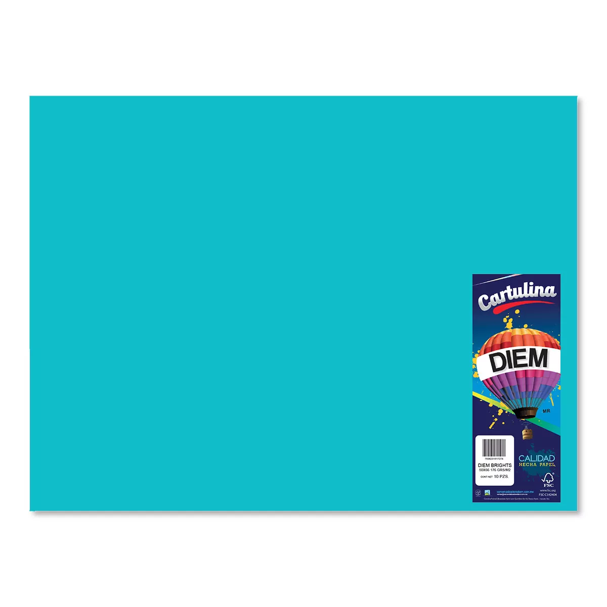 CARTULINA 50X66CM 176GRS C/10 PASTEL AZUL AQUA