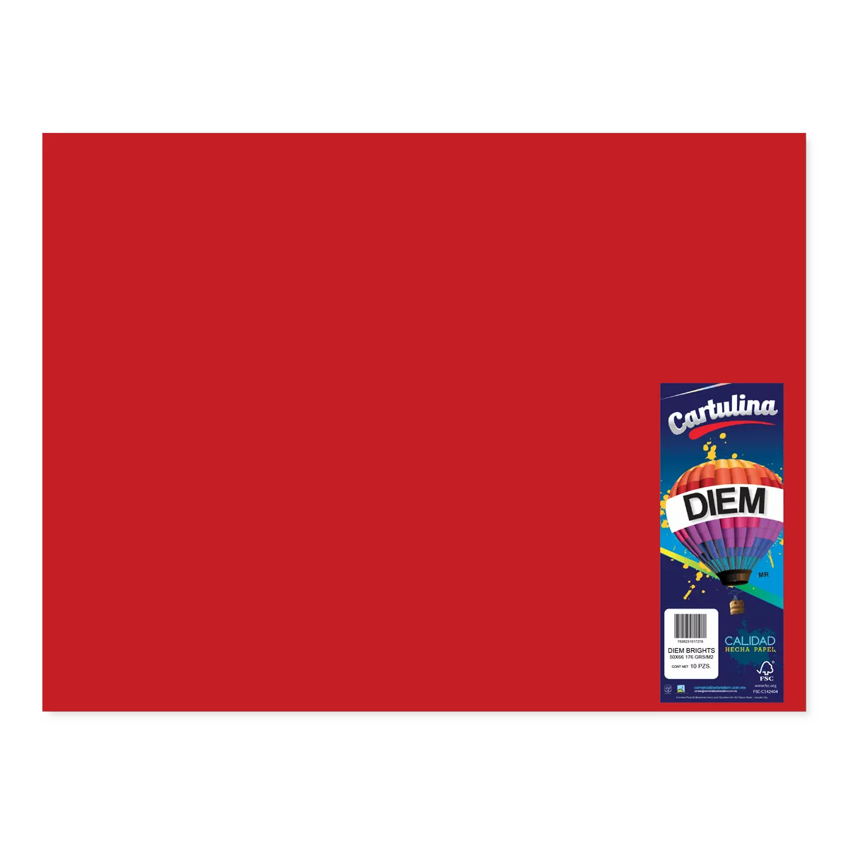 CARTULINA 50X66CM 176GRS C/10 ROJO INTENSO