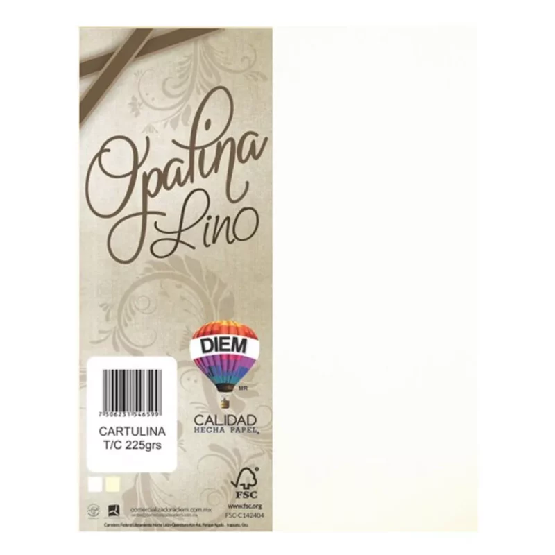 CARTULINA OPALINA CARTA LINO 225GRS BLANCA C/100