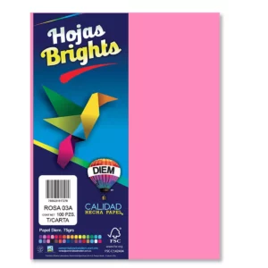 HOJA CARTA FLUORESCENTE C/100 100F03A ROSA
