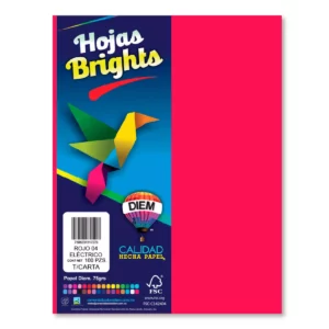 HOJA CARTA FLUORESCENTE C/100 100F04 ROJO ELECTRICO .