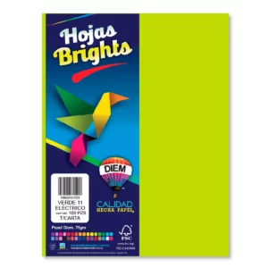 HOJA CARTA FLUORESCENTE C/100 100F11 VERDE ELECTRICO.