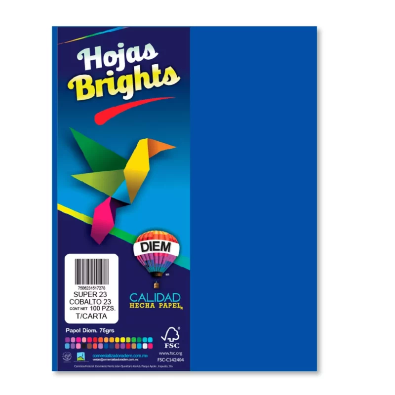 HOJA CARTA FLUORESCENTE C/100 100F23 SUPER COBALTO