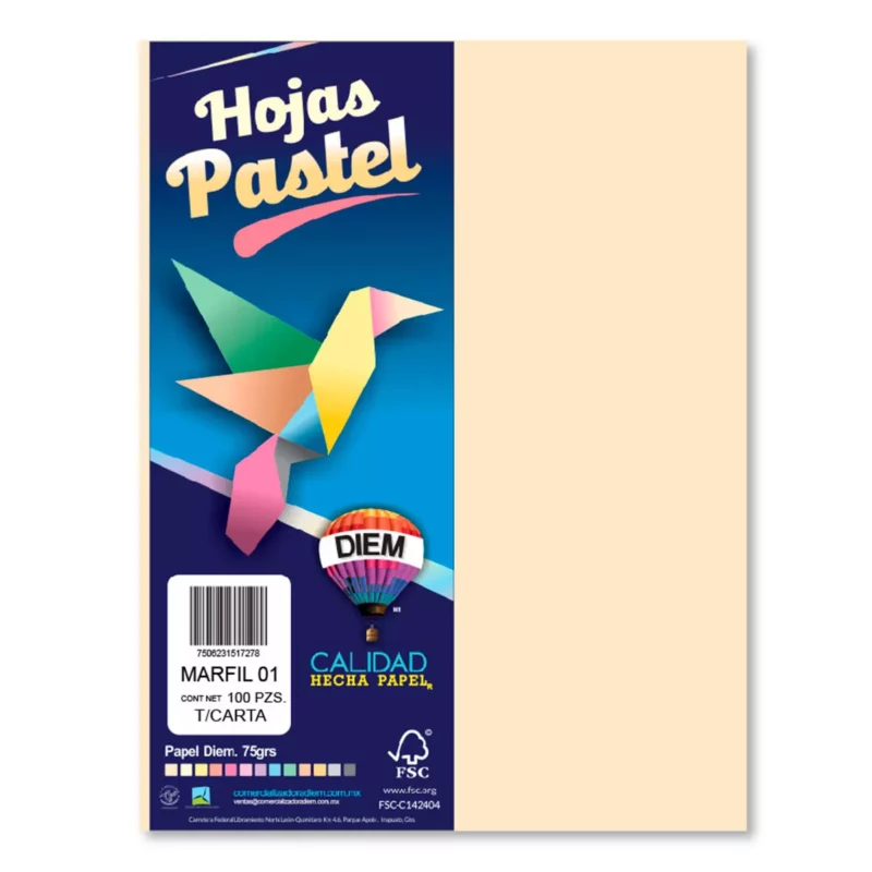 HOJA CARTA PASTEL C/100 100P01 MARFIL