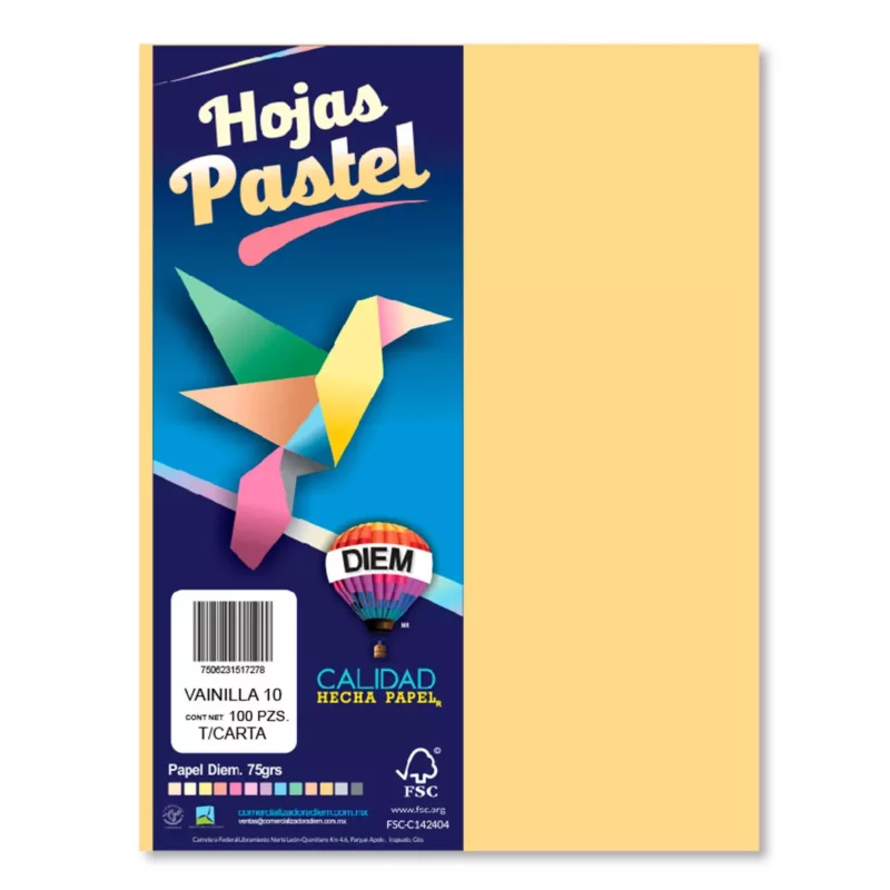 HOJA CARTA PASTEL C/100 100P10 VAINILLA