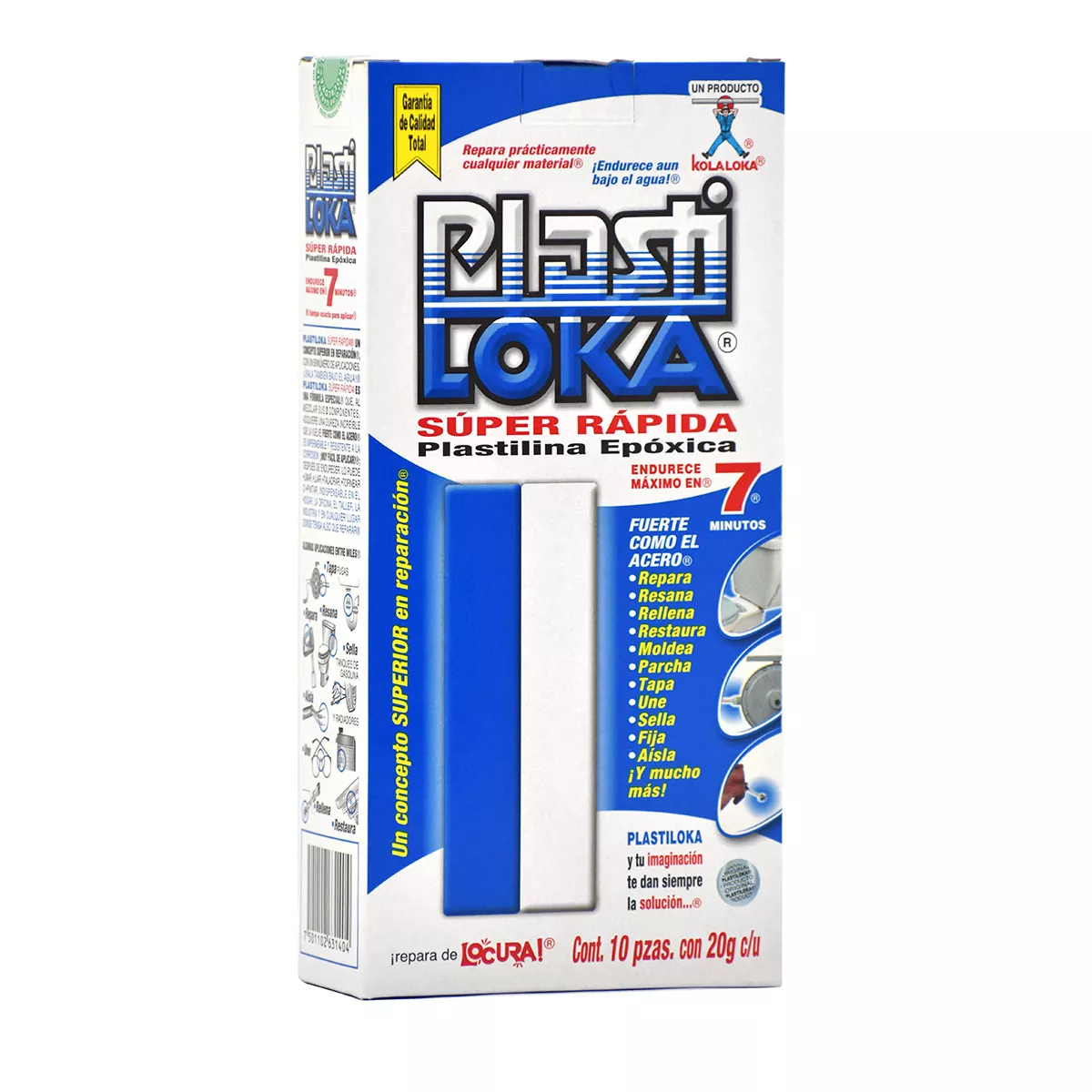 PLASTILOKA 20GRS SUPER RAPIDA AZUL . ATADO DE 10 PZAS.