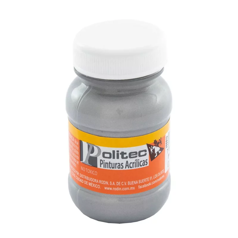 PINTURA ACRILICA METAL 100ML PLATA ATADO DE 3 PZAS.