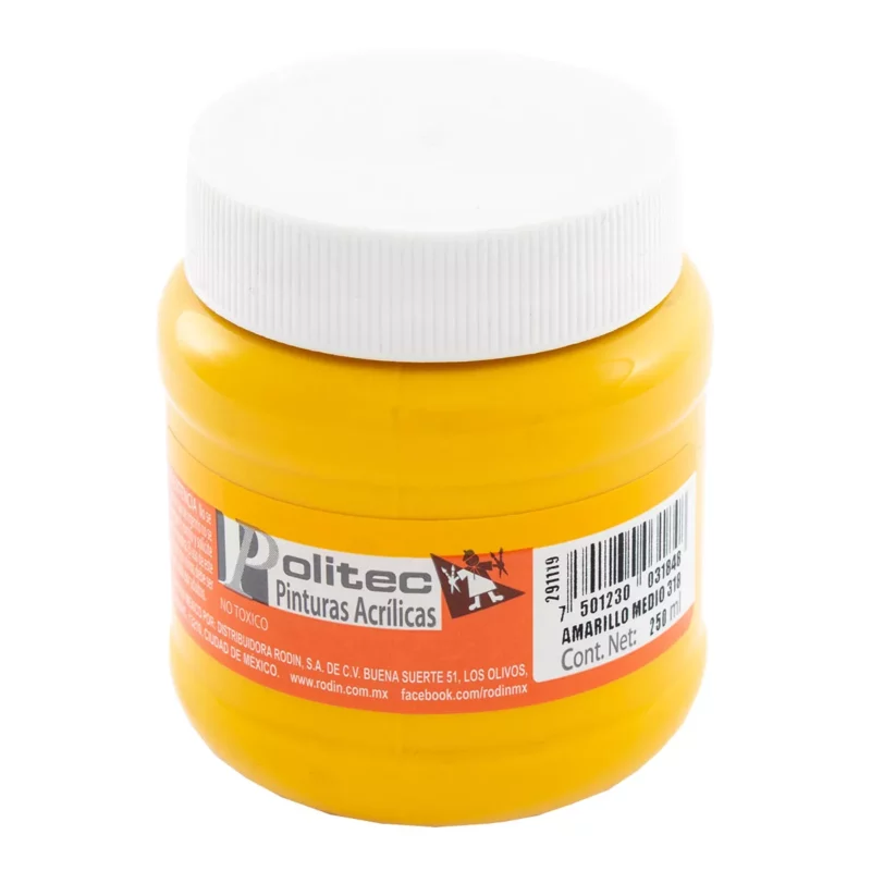 PINTURA ACRILICA MATE 250ML 318 AMARILLO MEDIO