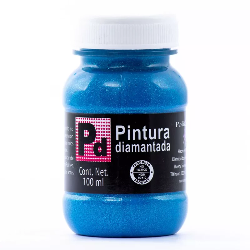 PINTURA DIAMANTADA RODIN 100ML AZUL ATADO DE 3 PZAS.