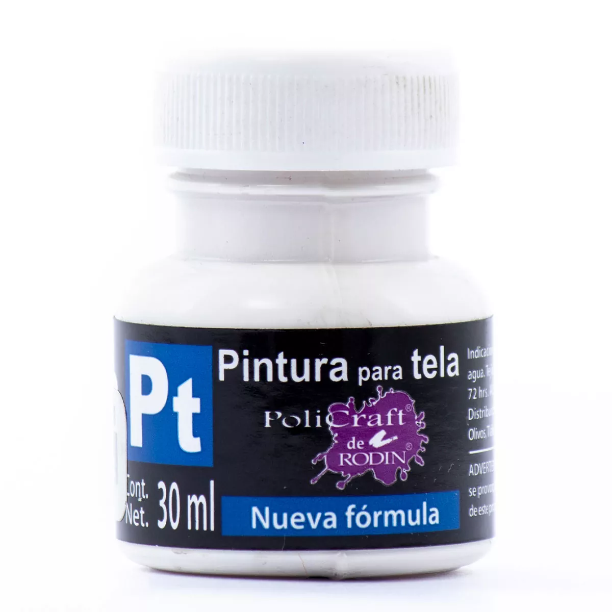 PINTURA TELA POLICRAFT 30ML 1301 BLANCO TITANIO ATADO DE 10 PZAS.