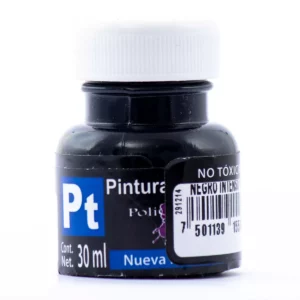 PINTURA TELA POLICRAFT 30ML 1302 NEGRO INTENSO ATADO DE 10 PZAS.