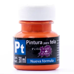 PINTURA TELA POLICRAFT 30ML 1308 NARANJA ATADO DE 10 PZAS.