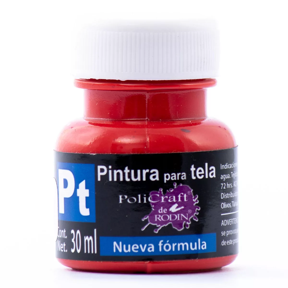 PINTURA TELA POLICRAFT 30ML 1314 ROJO . ATADO DE 10 PZAS.