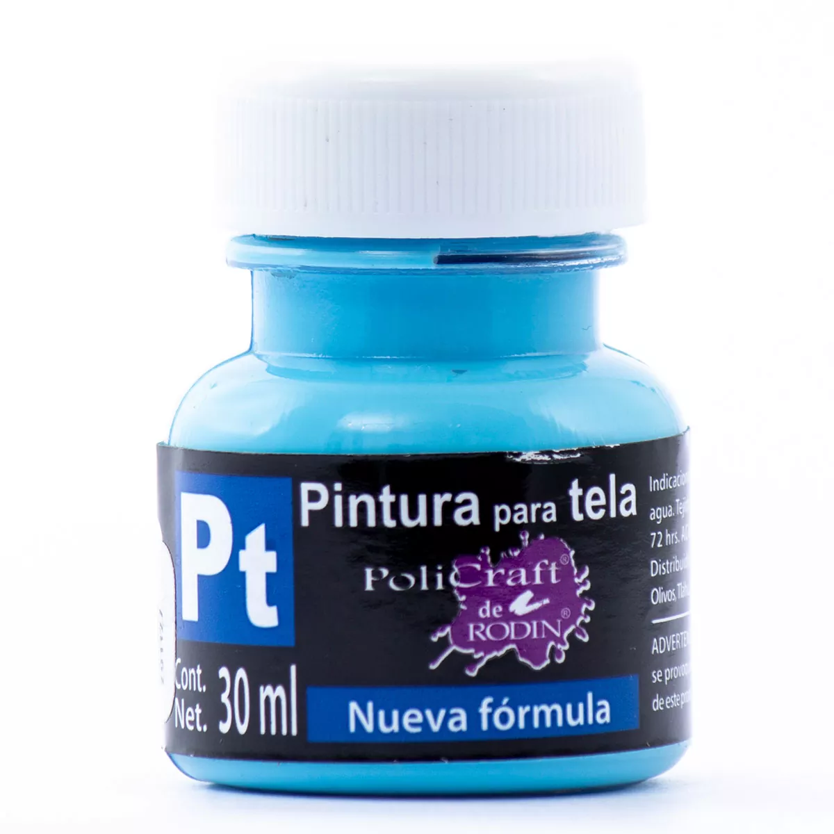 PINTURA TELA POLICRAFT 30ML 1316 AZUL PASTEL ATADO DE 10 PZAS.