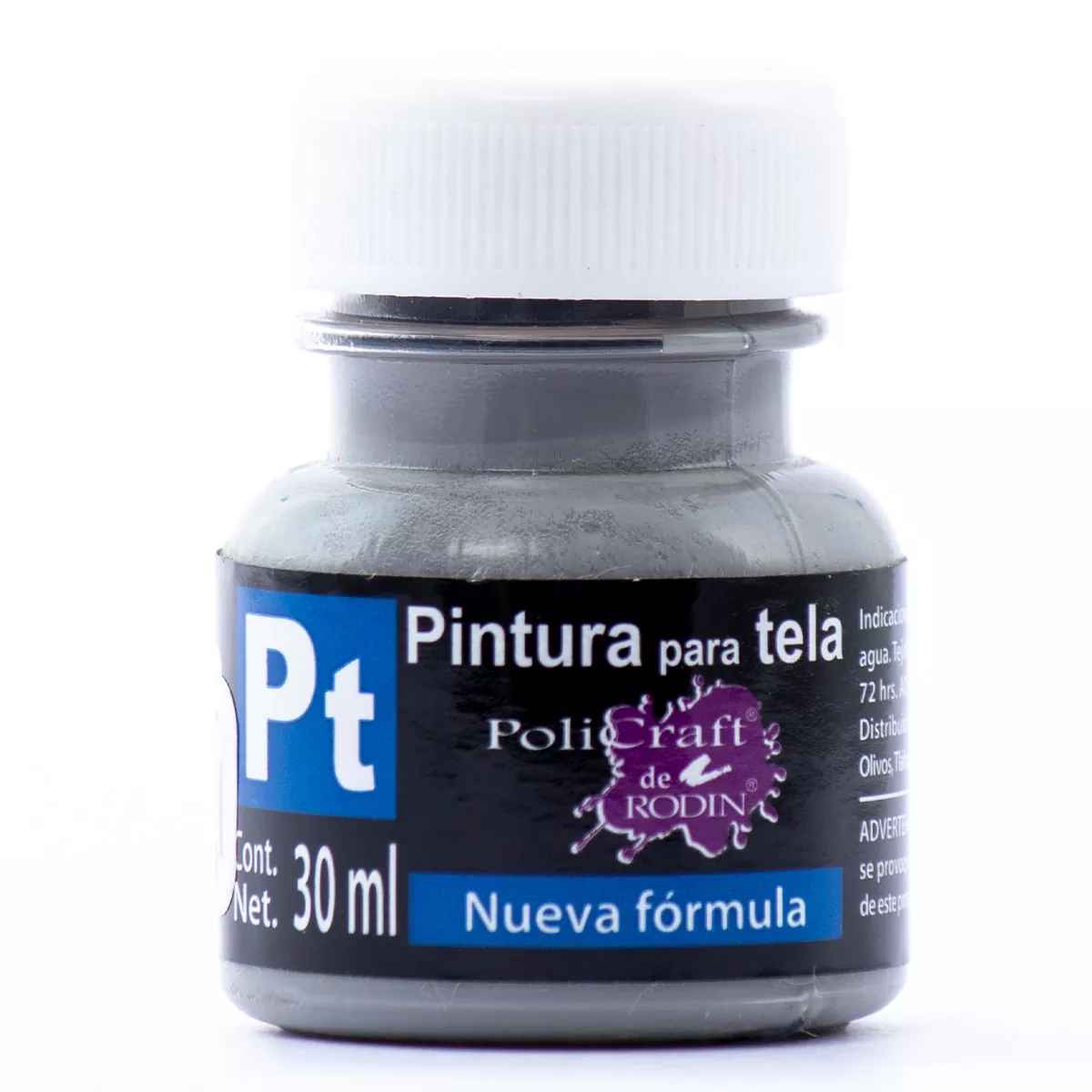 PINTURA TELA POLICRAFT 30ML 1317 GRIS ATADO DE 10 PZAS.