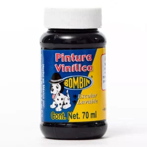 PINTURA VINILICA BOMBIN 70ML NEGRO ATADO DE 12 PZAS.
