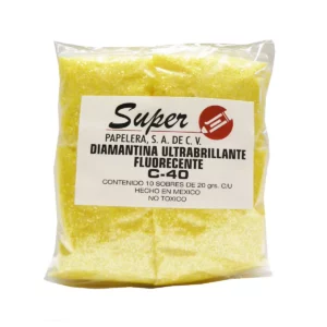 DIAMANTINA C40 20GRS FLUORESCENTE AMARILLA ATADO DE 10 PZAS.