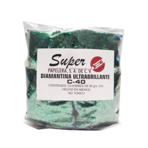 DIAMANTINA 20GRS VERDE BANDERA ATADO DE 10 PZAS.