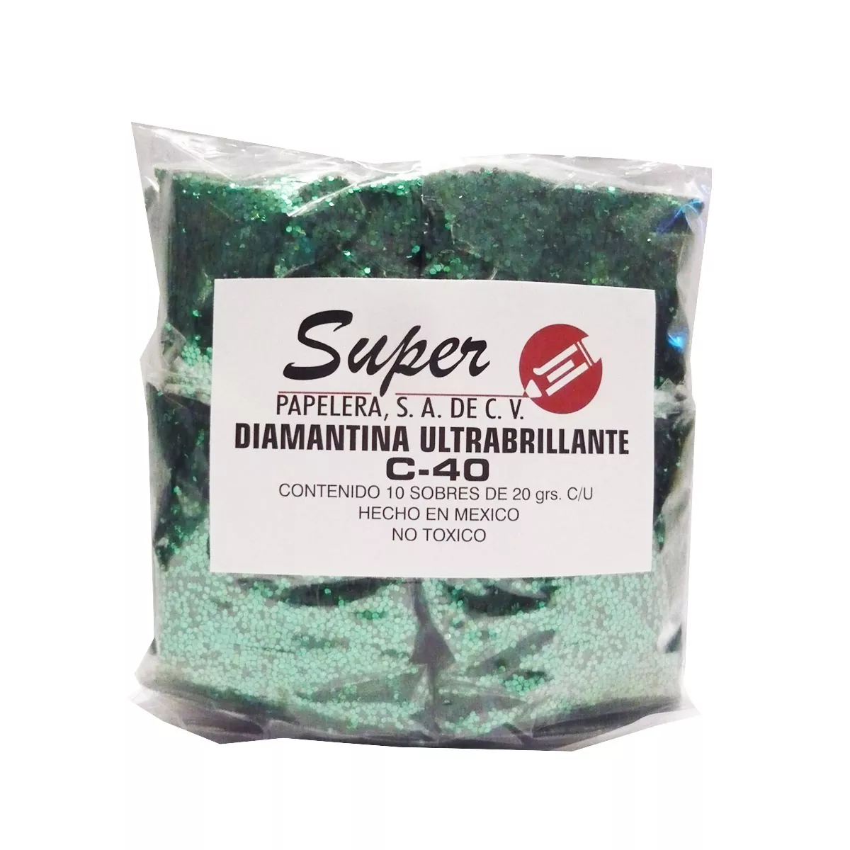 DIAMANTINA 20GRS VERDE BANDERA ATADO DE 10 PZAS.
