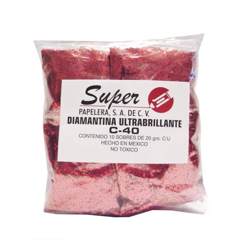DIAMANTINA 20GRS ROJO ATADO DE 10 PZAS.
