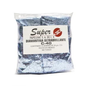 DIAMANTINA 20GRS AZUL CLARO ATADO DE 10 PZAS.
