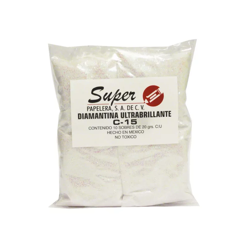 DIAMANTINA FINA 20GRS POLVO IRIS ATADO DE 10 PZAS.