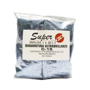 DIAMANTINA FINA 20GRS AZUL CLARO ATADO DE 10 PZAS.