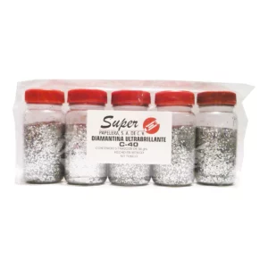 DIAMANTINA 55GRS C40 PLATA ATADO DE 5 PZAS.