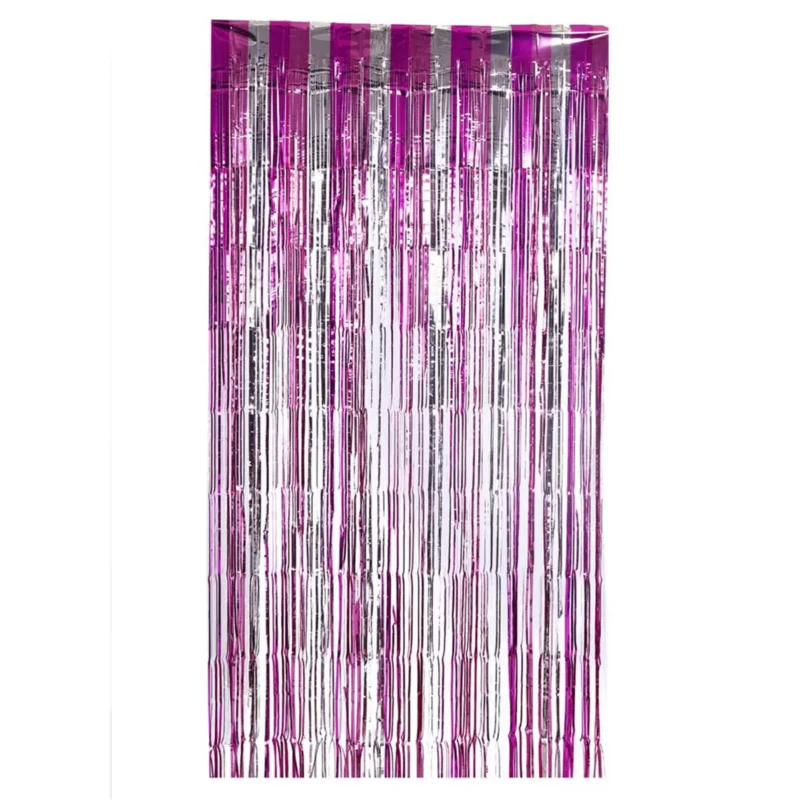 CORTINA DECORATIVA FOIL 1X2M 8998-D ROSA PLATA