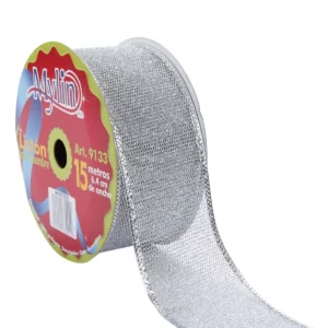LISTON MALLA C/METAL 6.4X15M 9133 PLATA