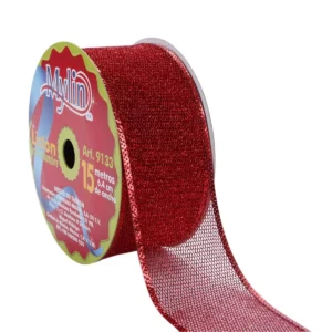 LISTON MALLA C/METAL 6.4X15M 9133 ROJO
