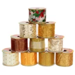 LISTON NAVIDEÑO SURTIDO 6.4CM X 9.1MTS 737 ORO