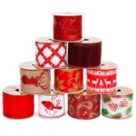 LISTON NAVIDEÑO SURTIDO 6.4CM X 9.1MTS 737 ROJO