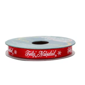 LISTON SATIN NAVIDEÑO 10MM X 5MTS 10663 NO. 1 FELIZ NAVIDAD