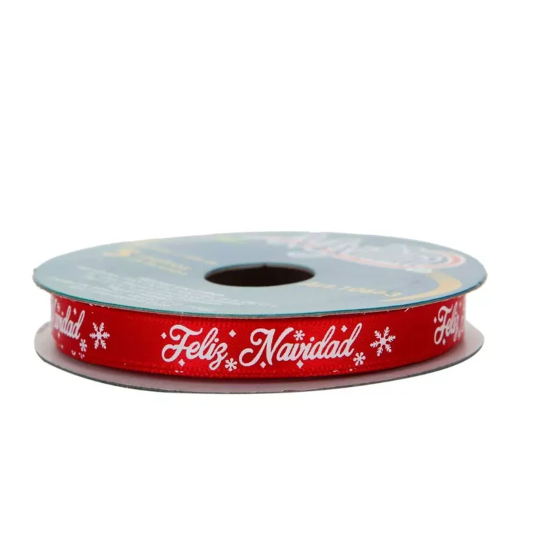LISTON SATIN NAVIDEÑO 10MM X 5MTS 10663 NO. 1 FELIZ NAVIDAD